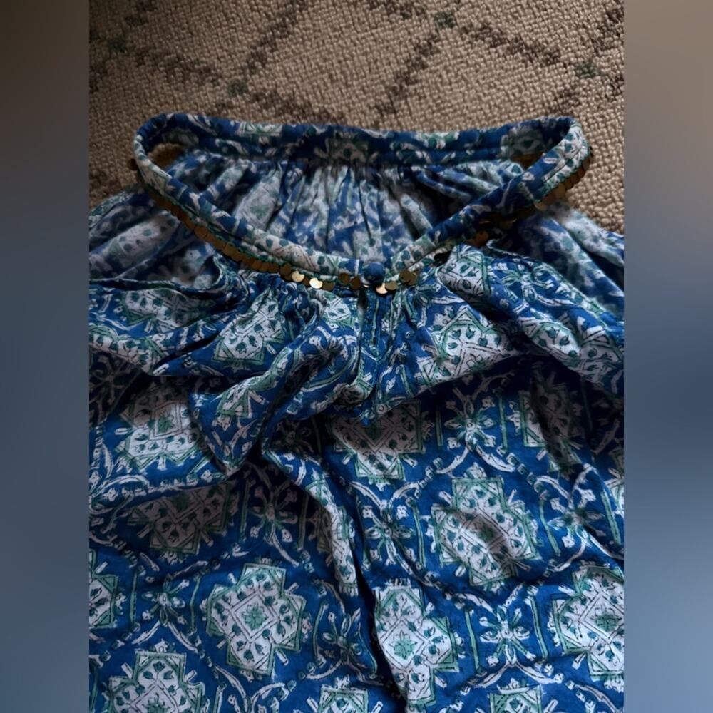 Marie Eiffel boho flowy cotton patterned tunic dress with sequin detail OS NWOT - Picture 13 of 13